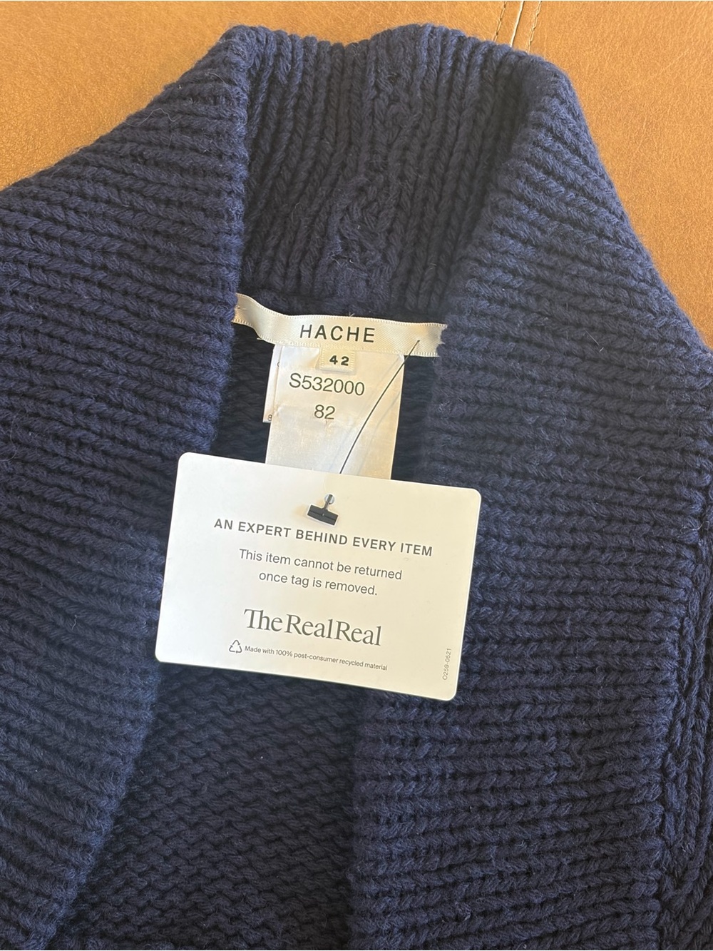 HACHE Italian Navy Blue Wool Knit Bolero Shrug Cardigan